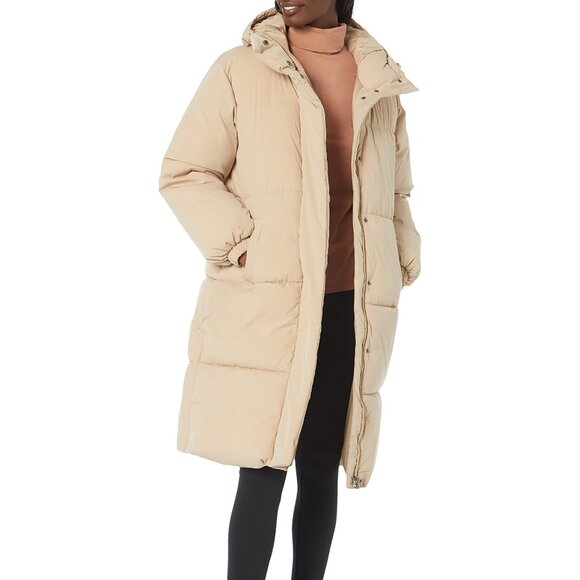 Womens Oversized Long Puffer Jacket Neutral Fall Autumn NWT - Picture 1 of 7